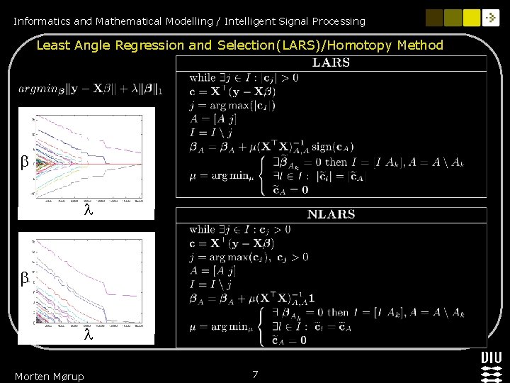 Informatics and Mathematical Modelling / Intelligent Signal Processing Least Angle Regression and Selection(LARS)/Homotopy Method