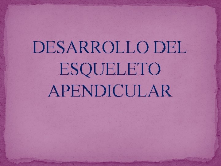 DESARROLLO DEL ESQUELETO APENDICULAR 