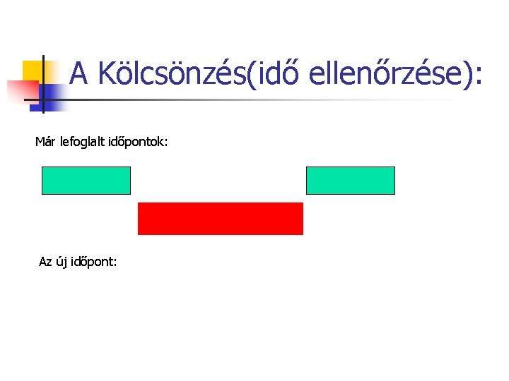 A Kölcsönzés(idő ellenőrzése): Már lefoglalt időpontok: Az új időpont: 