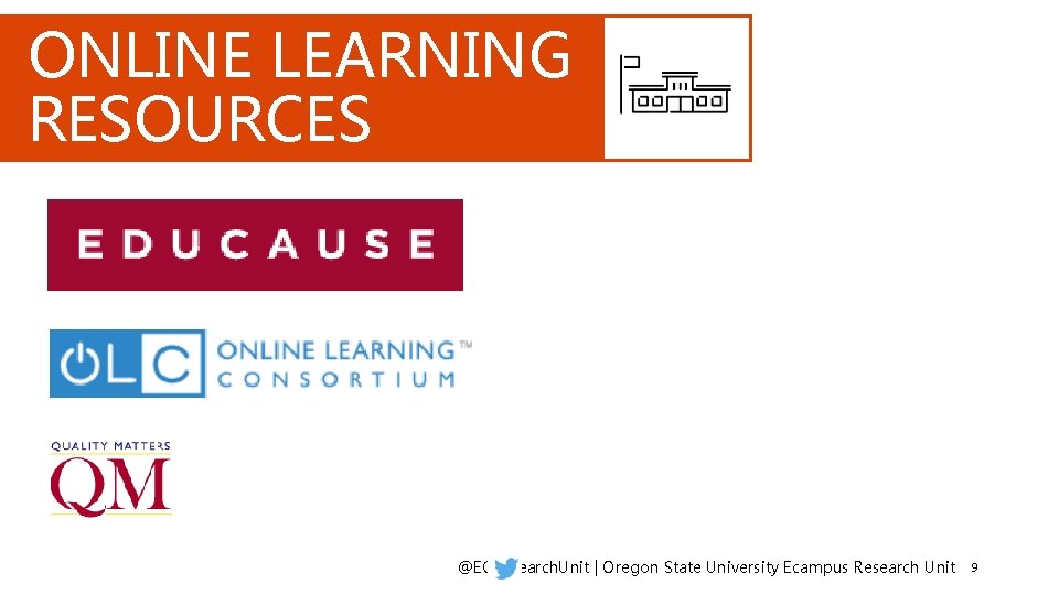 ONLINE LEARNING RESOURCES @ECResearch. Unit | Oregon State University Ecampus Research Unit 9 