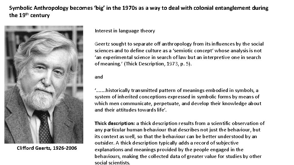 Symbolic Anthropology becomes ‘big’ in the 1970 s as a way to deal with Symbolic Anthropology becomes ‘big’ in the 1970 s as a way to deal with