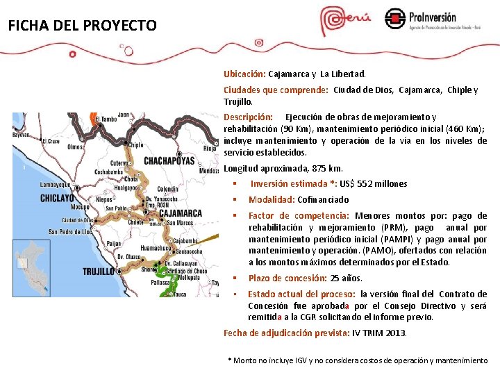 FICHA DEL PROYECTO Ubicación: Cajamarca y La Libertad. Ciudades que comprende: Ciudad de Dios,