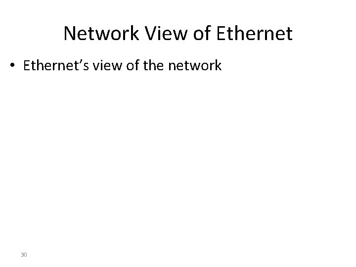 Network View of Ethernet • Ethernet’s view of the network 30 
