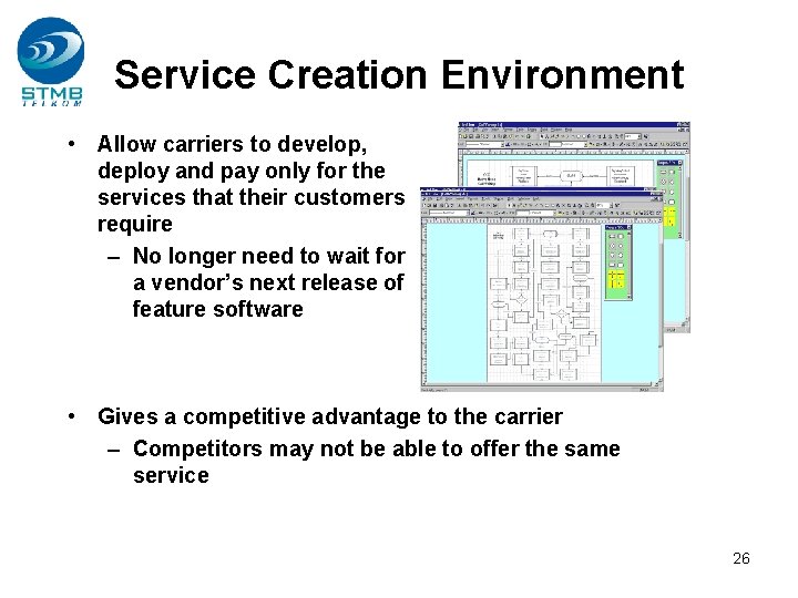 Service Creation Environment • Allow carriers to develop, deploy and pay only for the Service Creation Environment • Allow carriers to develop, deploy and pay only for the