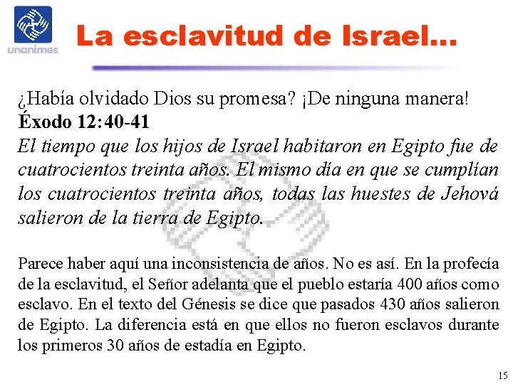 La esclavitud de Israel… ¿Había olvidado Dios su promesa? ¡De ninguna manera! Éxodo 12: