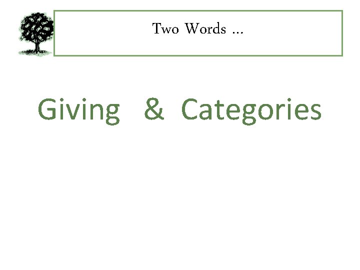 Two Words … Giving & Categories 