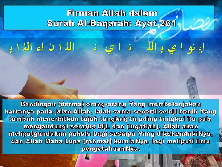 Firman Allah dalam Surah Al-Baqarah: Ayat 261 ﺍﻟﻠ ﺍ ﻥ ﺍﺀ ﺍﻟﻠ ﺍ ﻳ