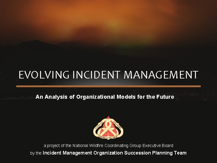 EVOLVING INCIDENT MANAGEMENT An Analysis of Organizational Models for the Future a project of EVOLVING INCIDENT MANAGEMENT An Analysis of Organizational Models for the Future a project of