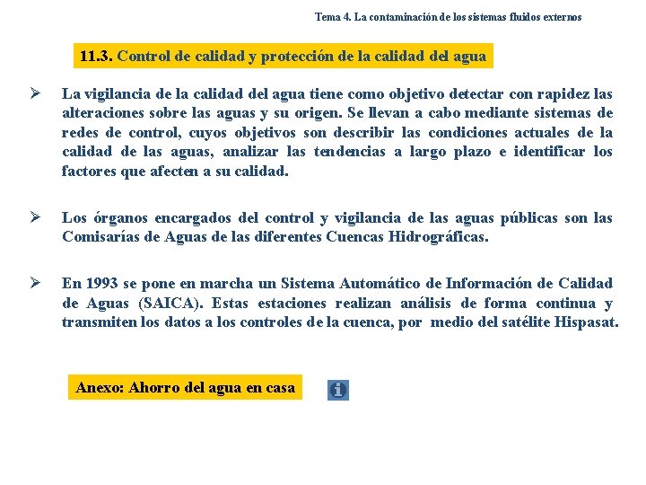 Tema 4. La contaminación de los sistemas fluidos externos 11. 3. Control de calidad