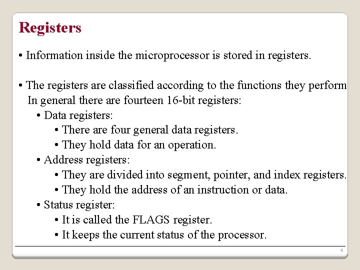 Assembly Language Lecture 3 1 Lecture Outline Named