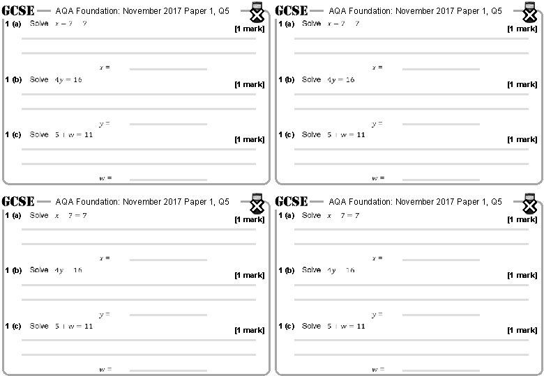 AQA Foundation: November 2017 Paper 1, Q 5 1 (a) 1 (b) 1 (c)