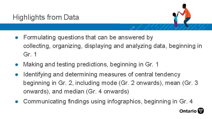 Highlights from Data ● Formulating questions that can be answered by collecting, organizing, displaying