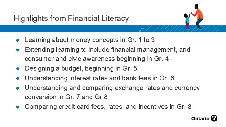 Highlights from Financial Literacy ● Learning about money concepts in Gr. 1 to 3