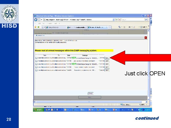 HISD Just click OPEN 28 continued 