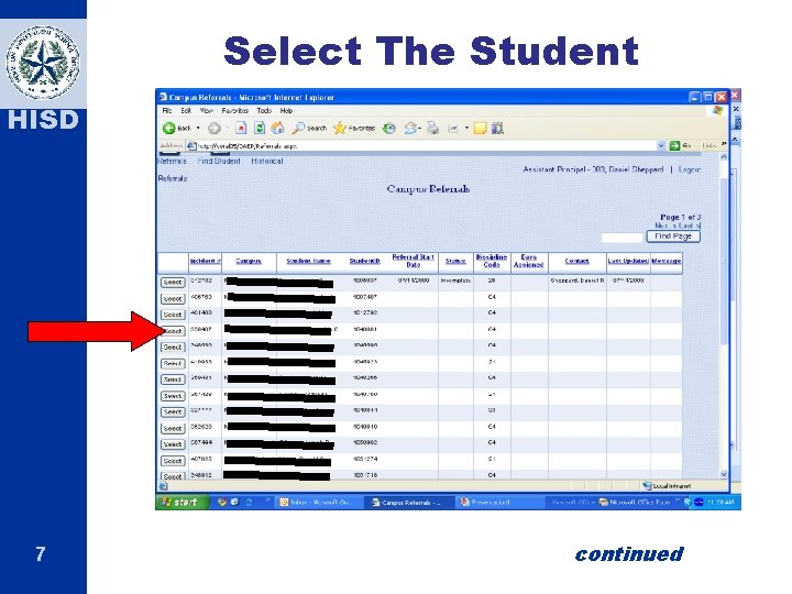 Select The Student HISD 7 continued 