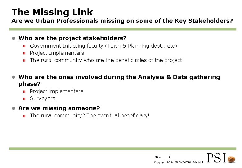 The Missing Link Are we Urban Professionals missing on some of the Key Stakeholders?