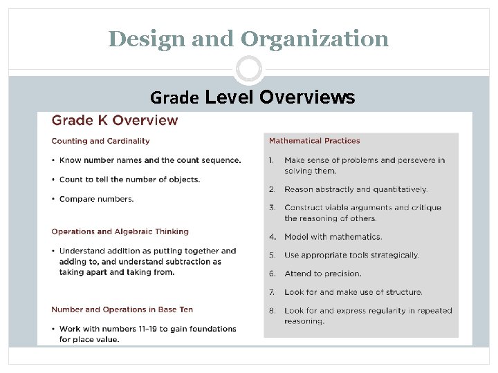 Design and Organization Grade Level Overviews 