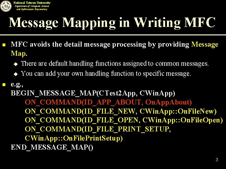 National Taiwan University Department of Computer Science and Information Engineering Message Mapping in Writing