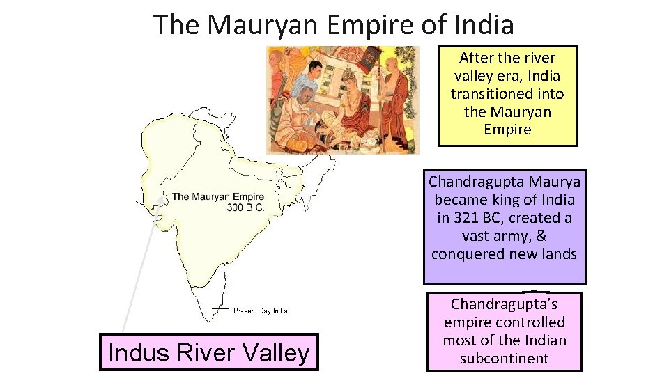 The Mauryan Empire of India After the river valley era, India transitioned into the