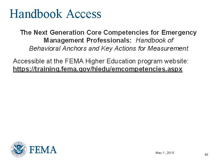 Handbook Access The Next Generation Core Competencies for Emergency Management Professionals: Handbook of Behavioral