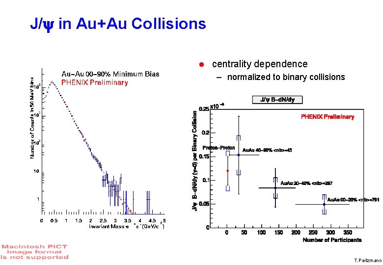 J/y in Au+Au Collisions centrality dependence – normalized to binary collisions T. Peitzmann 