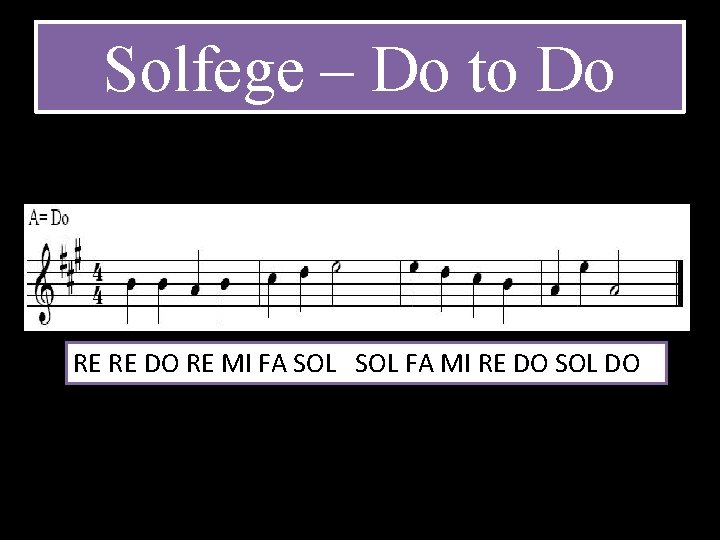 Solfege – Do to Do RE RE DO RE MI FA SOL FA MI