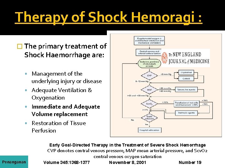 Therapy of Shock Hemoragi : � The primary treatment of Shock Haemorrhage are: •