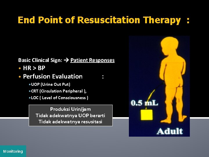 End Point of Resuscitation Therapy : Basic Clinical Sign: Patient Responses • HR >