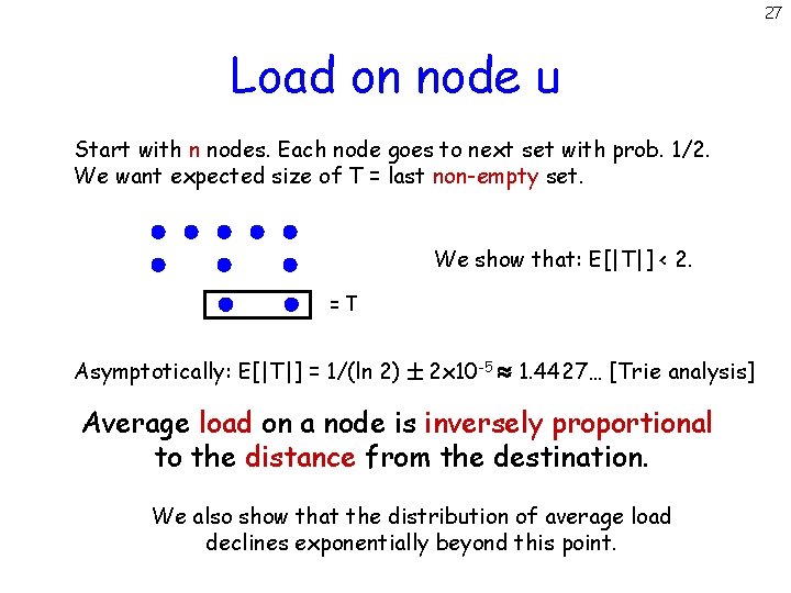 27 Load on node u Start with n nodes. Each node goes to next