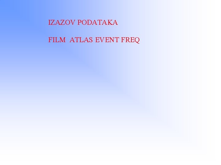 IZAZOV PODATAKA FILM ATLAS EVENT FREQ 