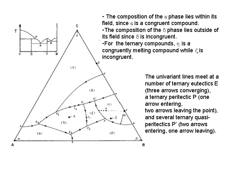 • The composition of the e phase lies within its field, since e • The composition of the e phase lies within its field, since e