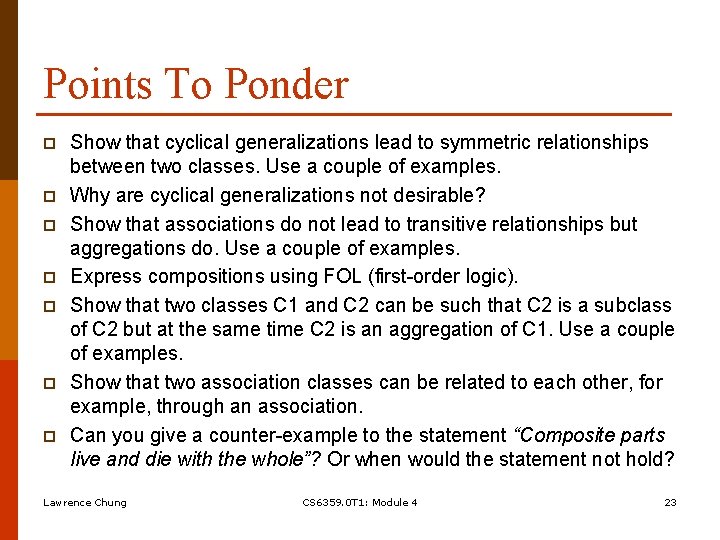 Points To Ponder p p p p Show that cyclical generalizations lead to symmetric Points To Ponder p p p p Show that cyclical generalizations lead to symmetric