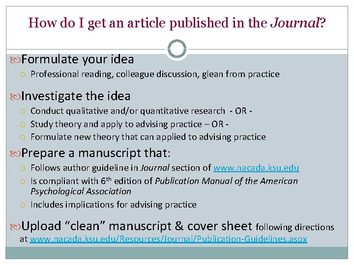 How do I get an article published in the Journal? Formulate your idea Professional