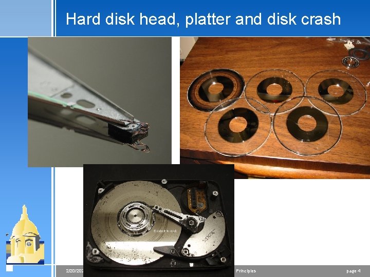 Hard disk head, platter and disk crash 2/20/2021 CSE 30341: Operating Systems Principles page
