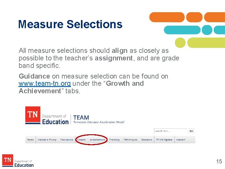 Measure Selections All measure selections should align as closely as possible to the teacher’s Measure Selections All measure selections should align as closely as possible to the teacher’s