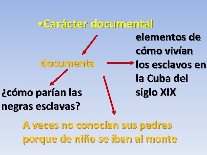  • Carácter documental documenta ¿cómo parían las negras esclavas? elementos de cómo vivían