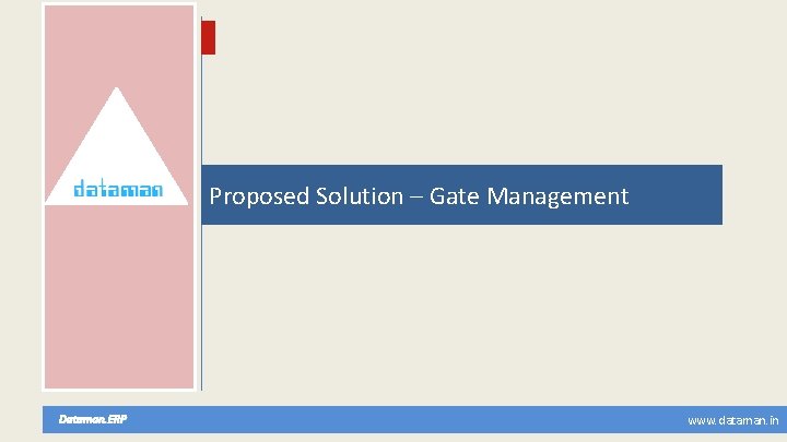 Proposed Solution – Gate Management Dataman. ERP www. dataman. in 