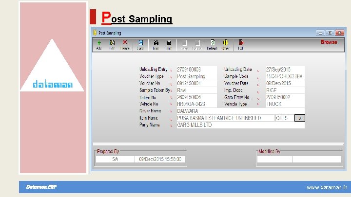 Post Sampling Dataman. ERP www. dataman. in 