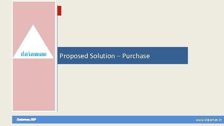 Proposed Solution – Purchase Dataman. ERP www. dataman. in 
