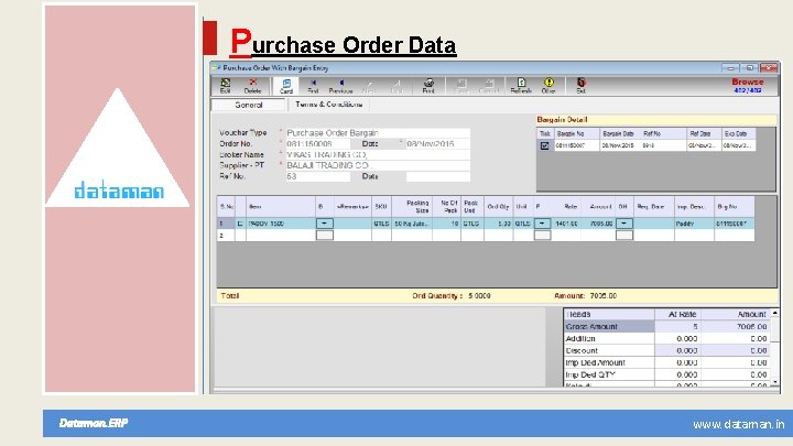 Purchase Order Dataman. ERP www. dataman. in 