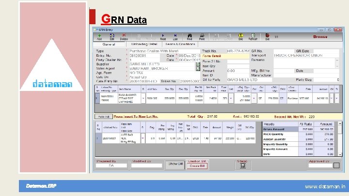 GRN Dataman. ERP www. dataman. in 