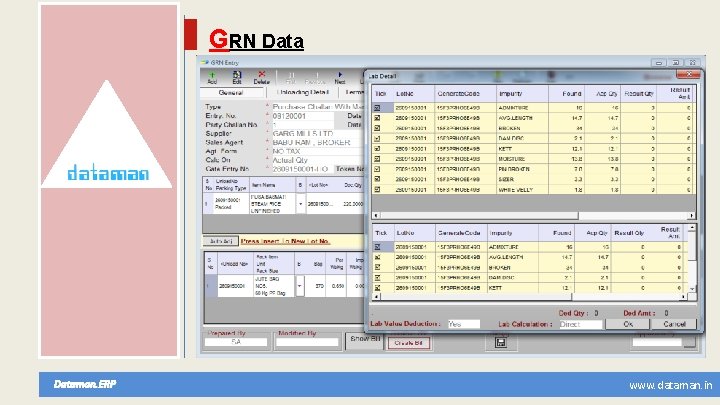 GRN Dataman. ERP www. dataman. in 