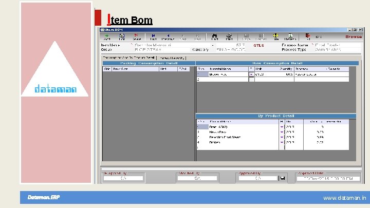 Item Bom Dataman. ERP www. dataman. in 