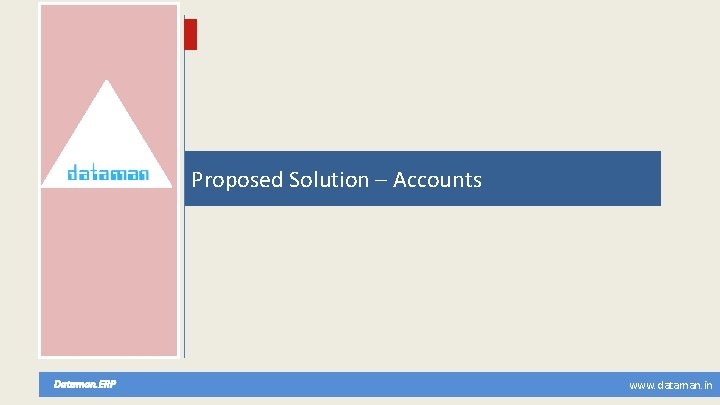 Proposed Solution – Accounts Dataman. ERP www. dataman. in 