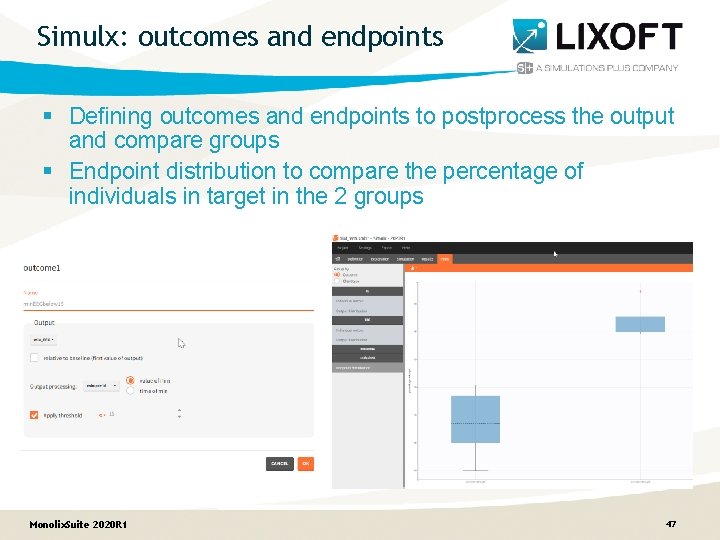Simulx: outcomes and endpoints § Defining outcomes and endpoints to postprocess the output and