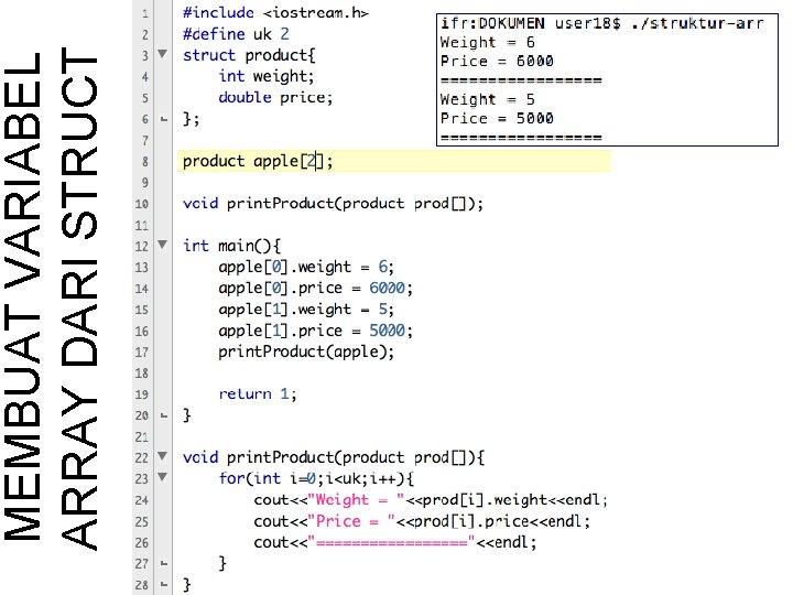 MEMBUAT VARIABEL ARRAY DARI STRUCT 