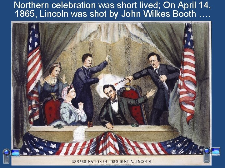 Northern celebration was short lived; On April 14, 1865, Lincoln was shot by John