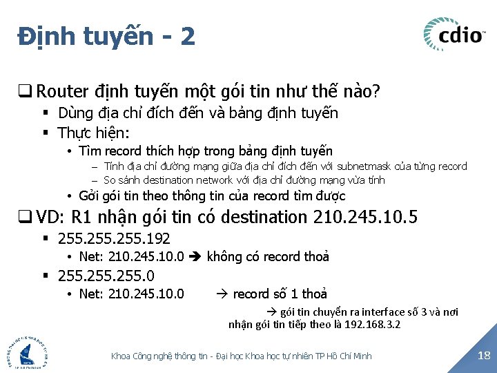 Định tuyến - 2 q Router định tuyến một gói tin như thế nào?