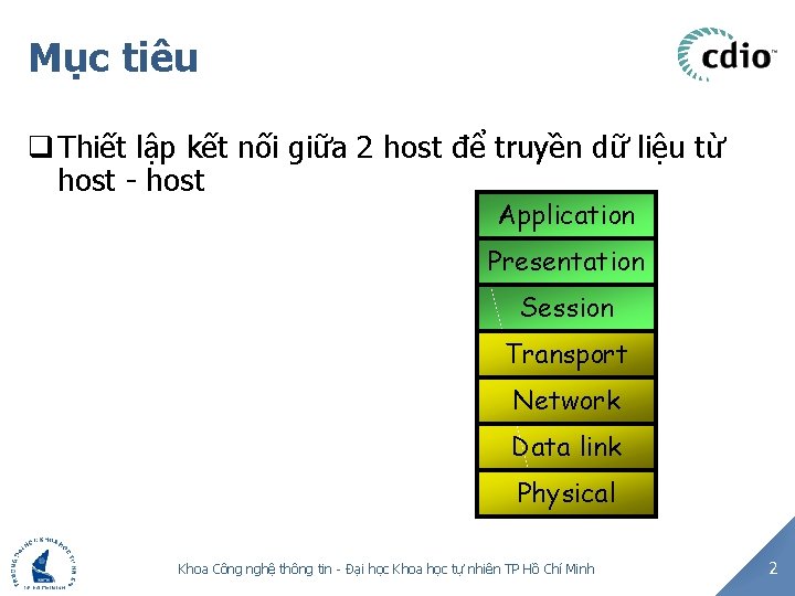 Mục tiêu q Thiết lập kết nối giữa 2 host để truyền dữ liệu