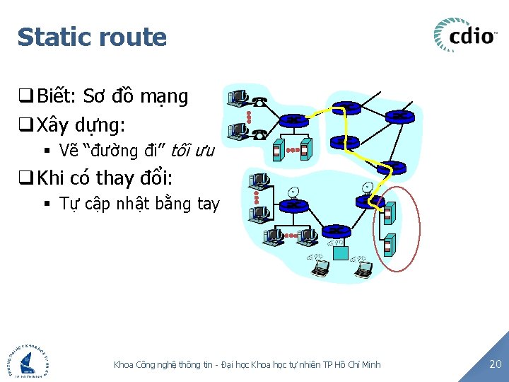 Static route q Biết: Sơ đồ mạng q Xây dựng: § Vẽ “đường đi”